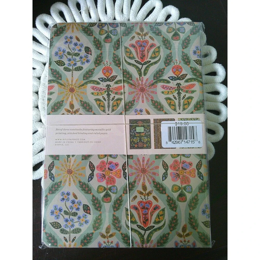 NEW SEALED Rifle Paper Co. Set of 3 Notebooks with Ruled Pages 6” X 8.5” Floral